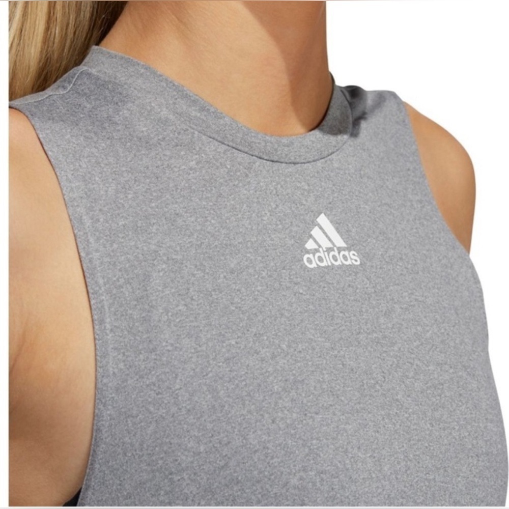 NWOT Adidas Workout Twist Front Sleeveless Top Gray Size XS running workout